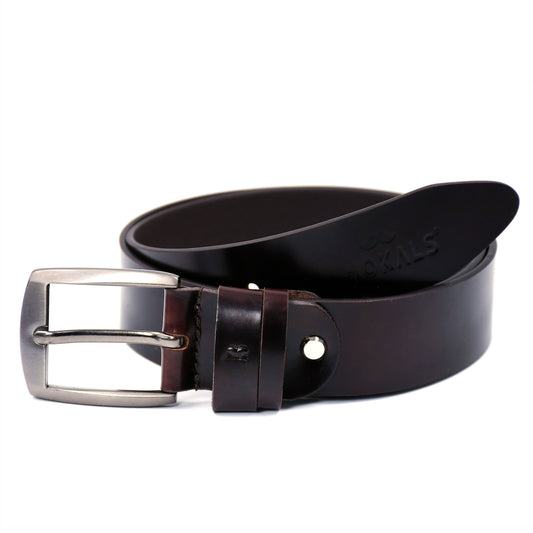 Bhokals Men Chocolate Brown Leather Belt