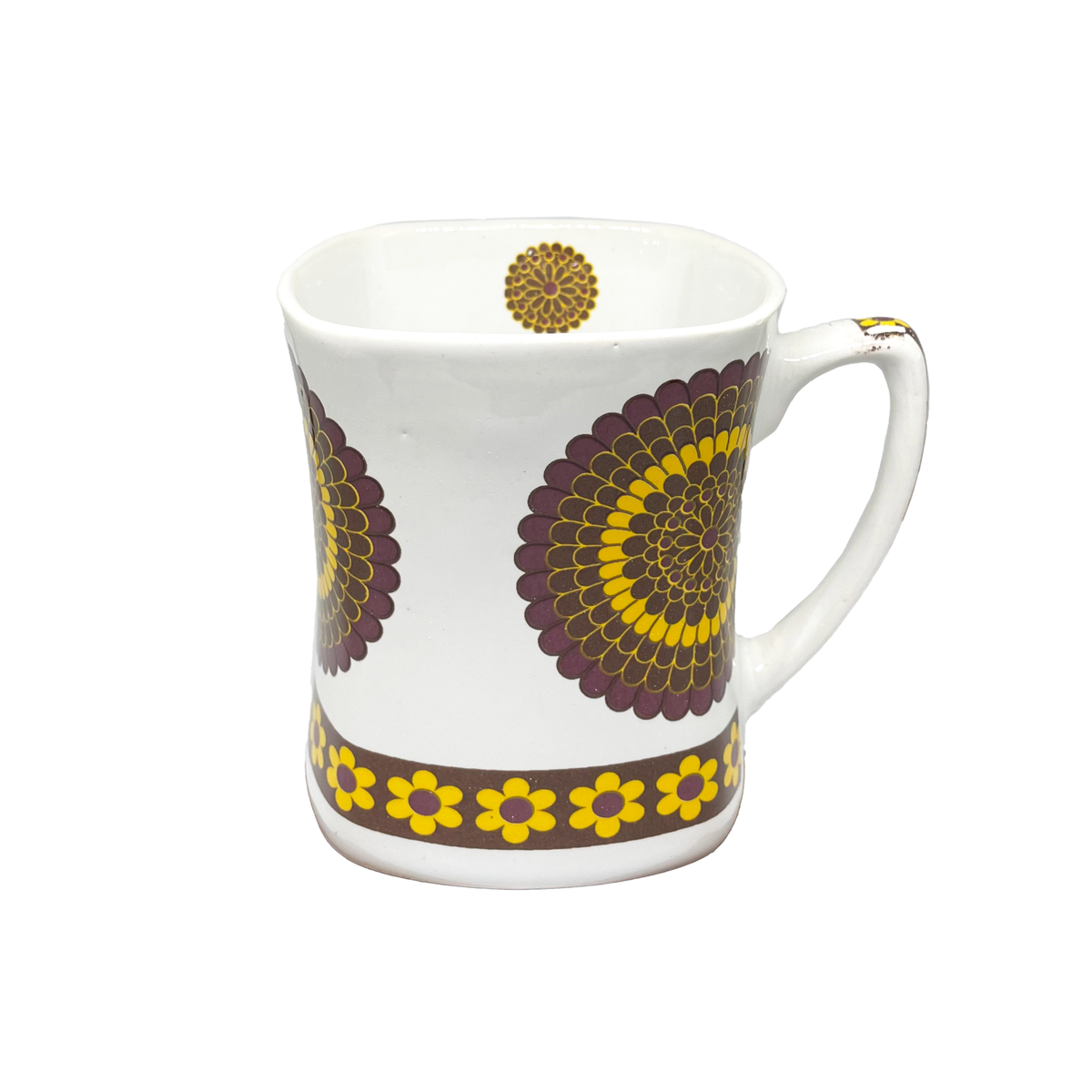 Bhokals Flower Brown Yellow printed White Coffee Mug