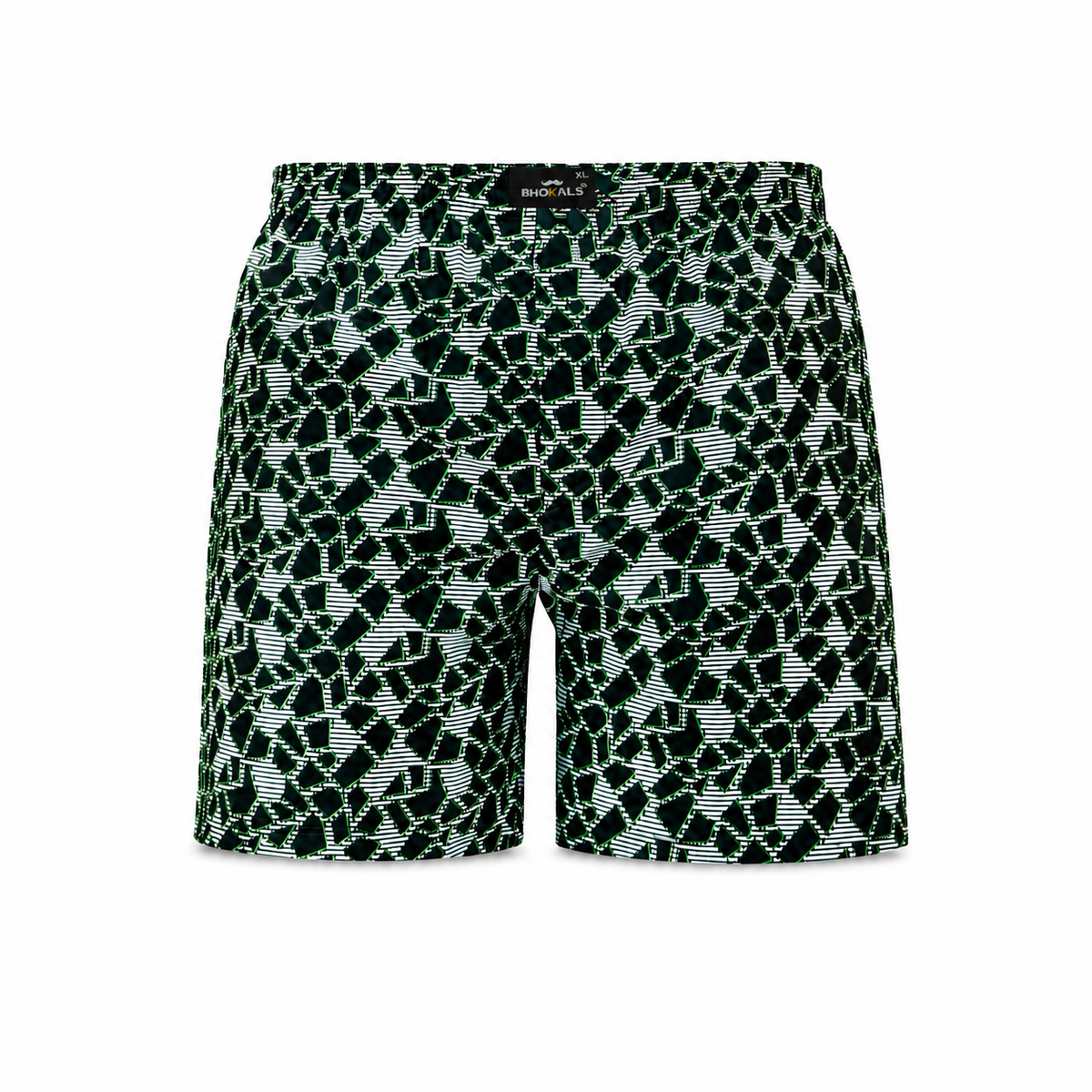 Black Geomatric Texture Cotton Boxer For Men
