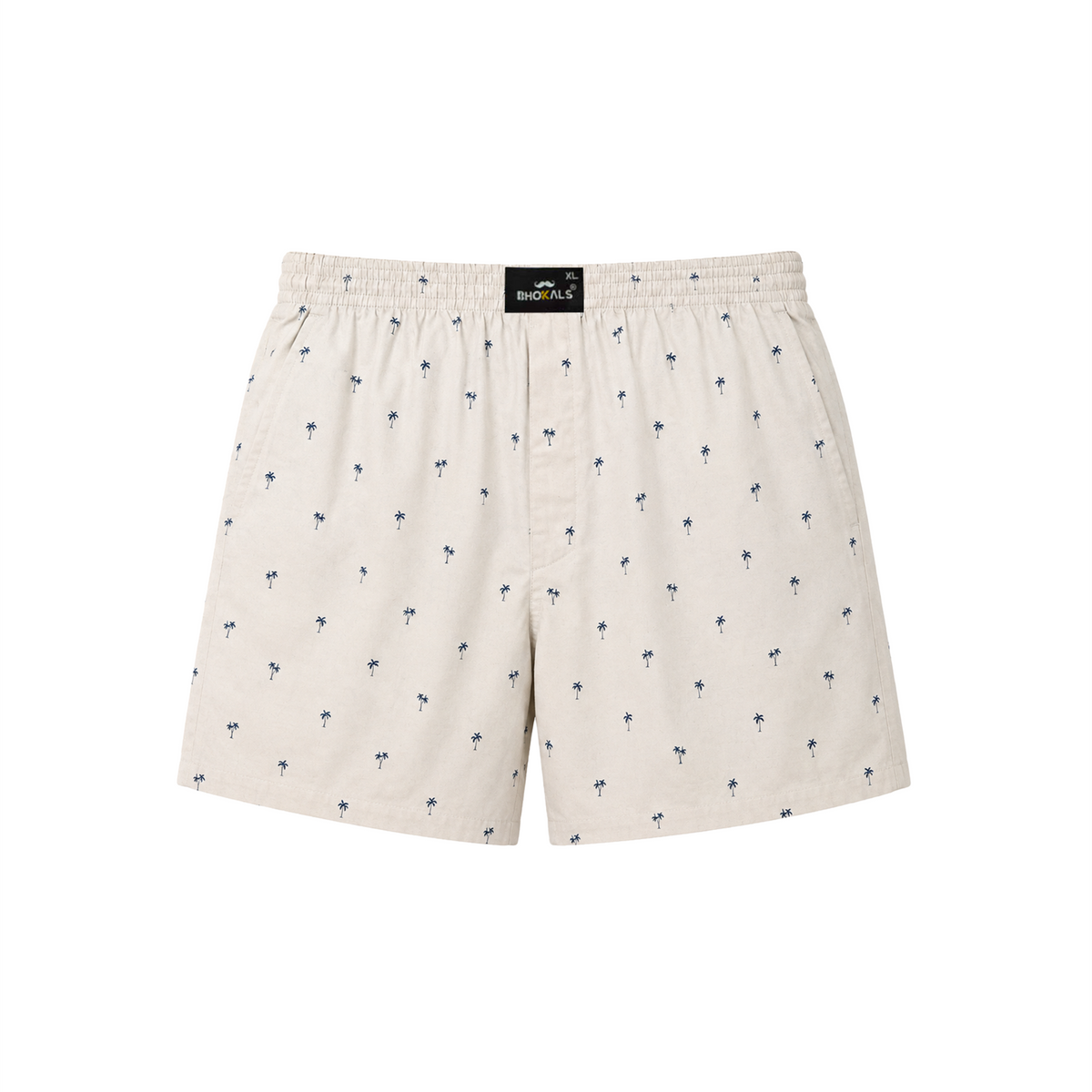 Cream Tree Printed Cotton Boxer For Men