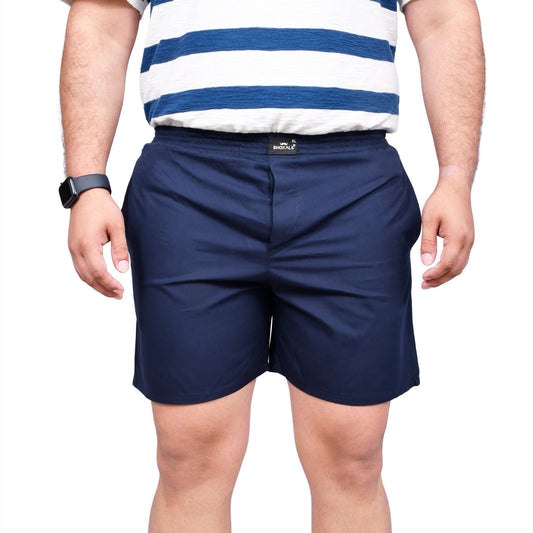 SOLID BLUE PLAIN COTTON MEN BOXER