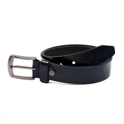 Bhokals Men Black Crunch Leather Belt