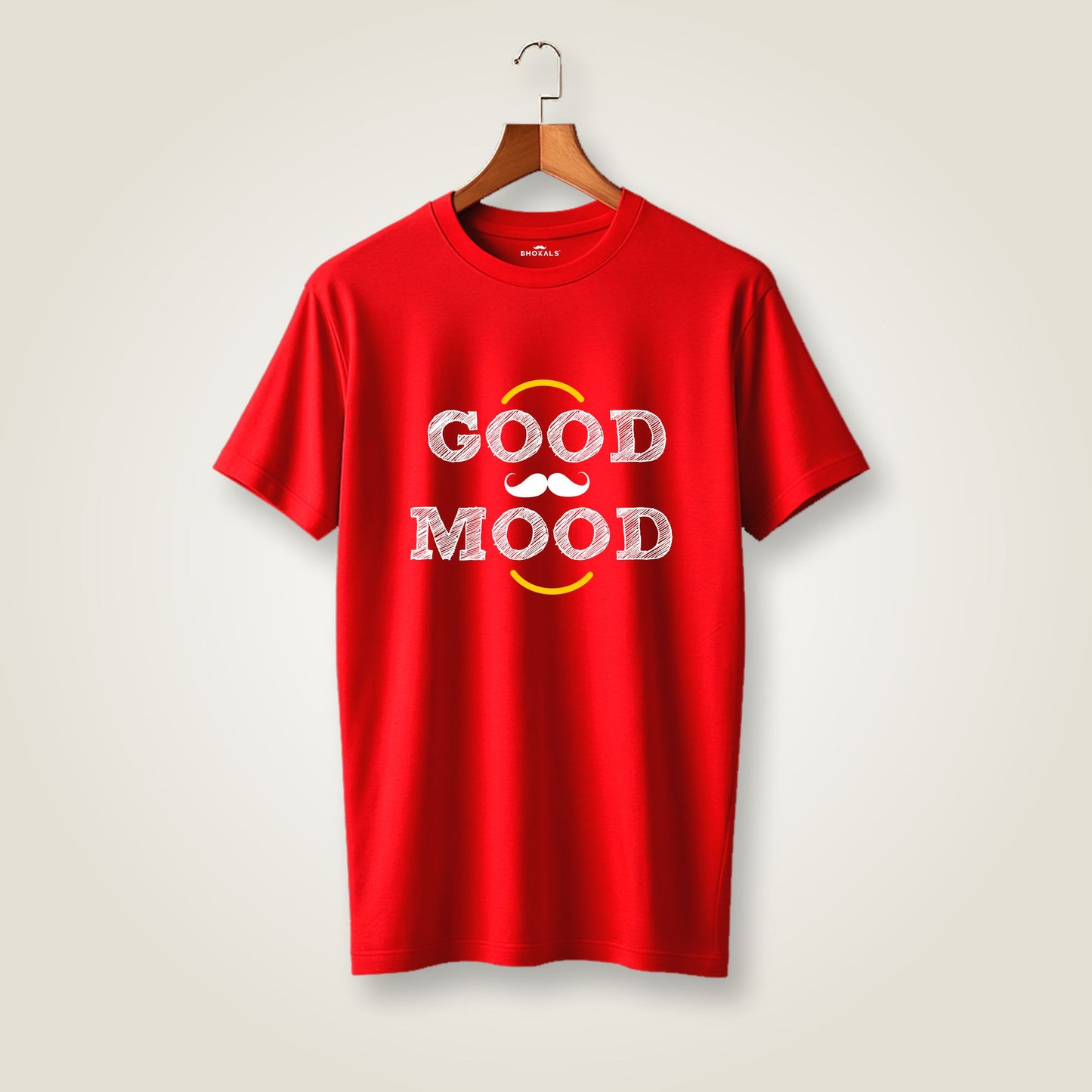Good Mood Printed Round Neck Cotton Men T-Shirt