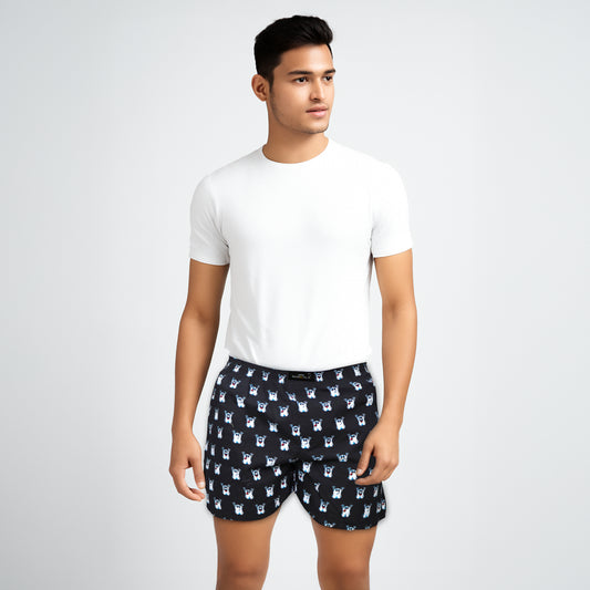 Black Ghost Cartoon Printed Cotton Boxer For Men