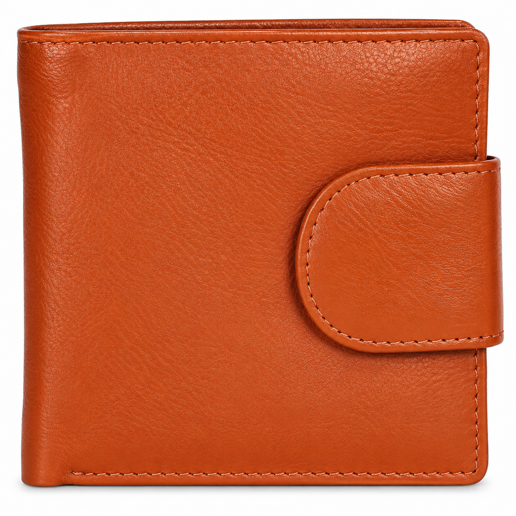 Leather Solid Orange Women Pocket Wallet