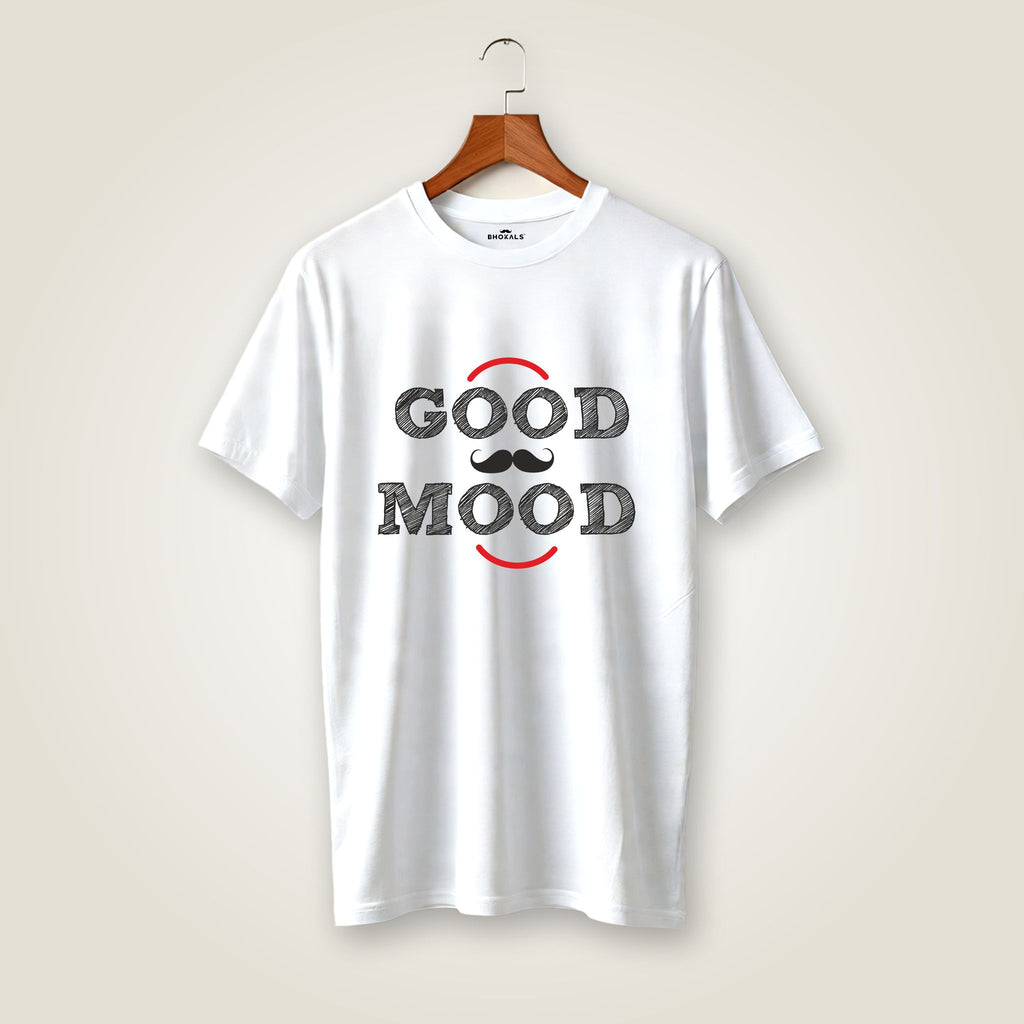 Good Mood Printed Round Neck Cotton Men T-Shirt