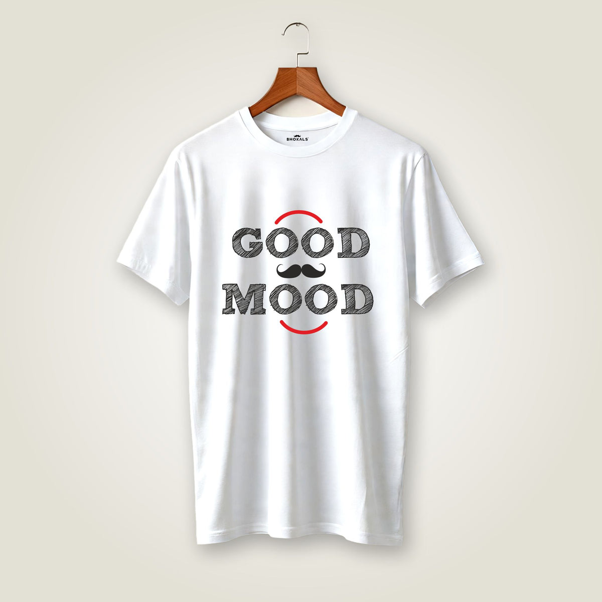 Good Mood Printed Round Neck Cotton Men T-Shirt