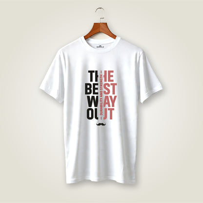 The Best Way Out Printed Round Neck Cotton Men T-Shirt