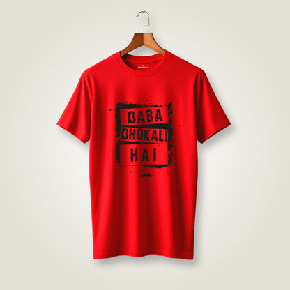 Baba Bhokali Hai Printed Round Neck Cotton Men T-Shirt