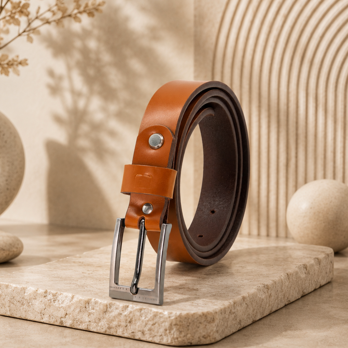 Bhokals Women Solid Tan Leather Belt