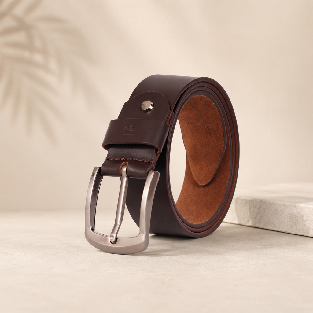 Bhokals Men Solid Brown Leather Belt