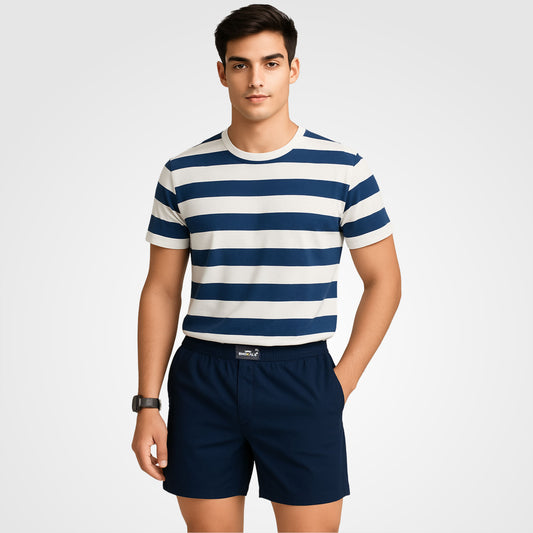 SOLID BLUE PLAIN COTTON MEN BOXER