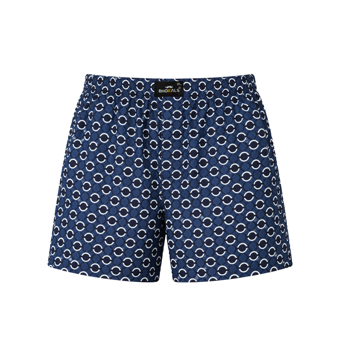 Blue White Black Circle Printed Cotton Boxer For Men