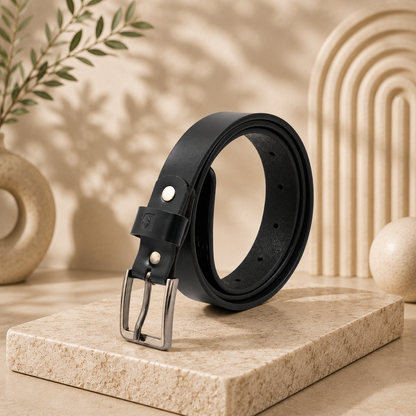 Bhokals Women Black Leather Belt