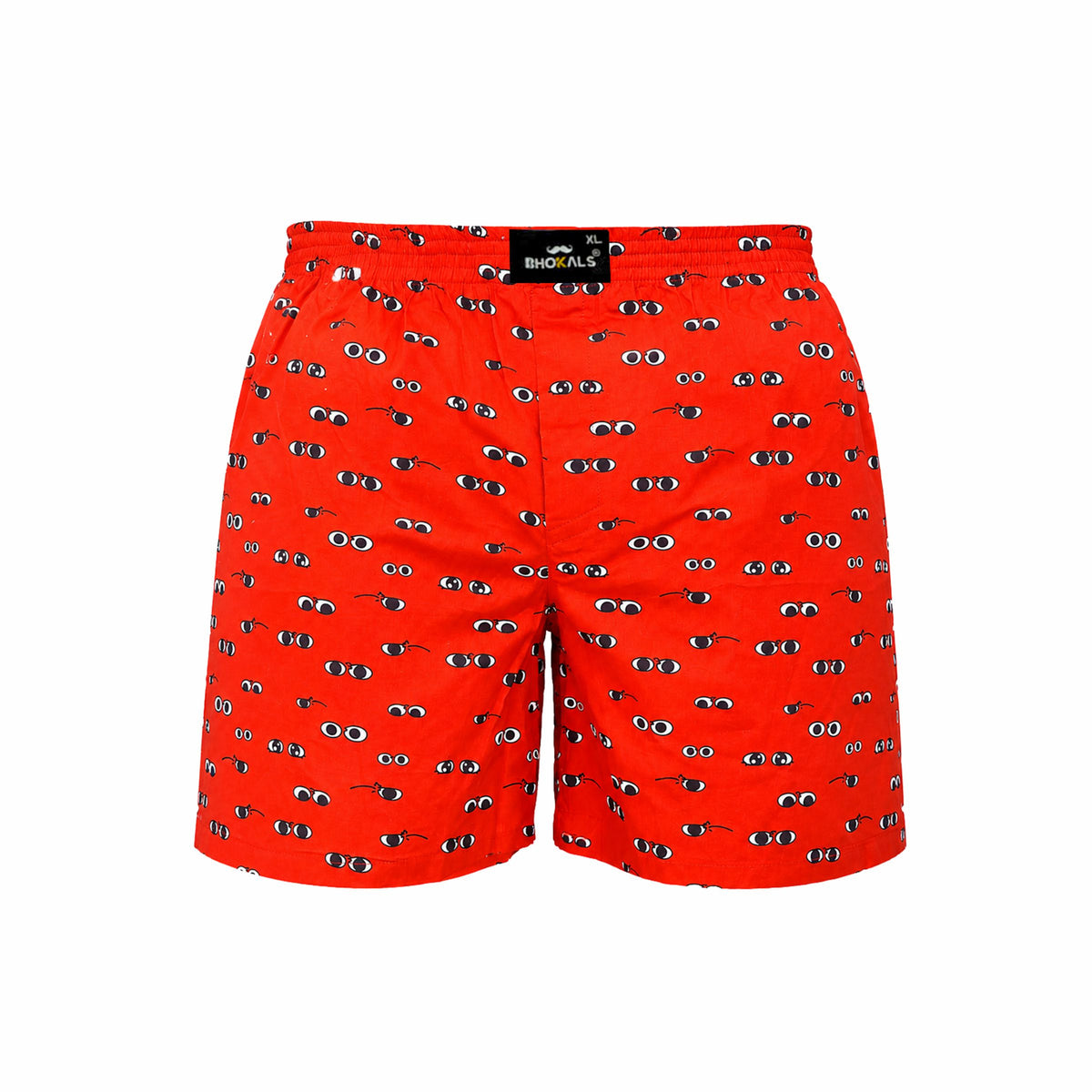 Orange Printed Eyes Cotton Boxer For Men