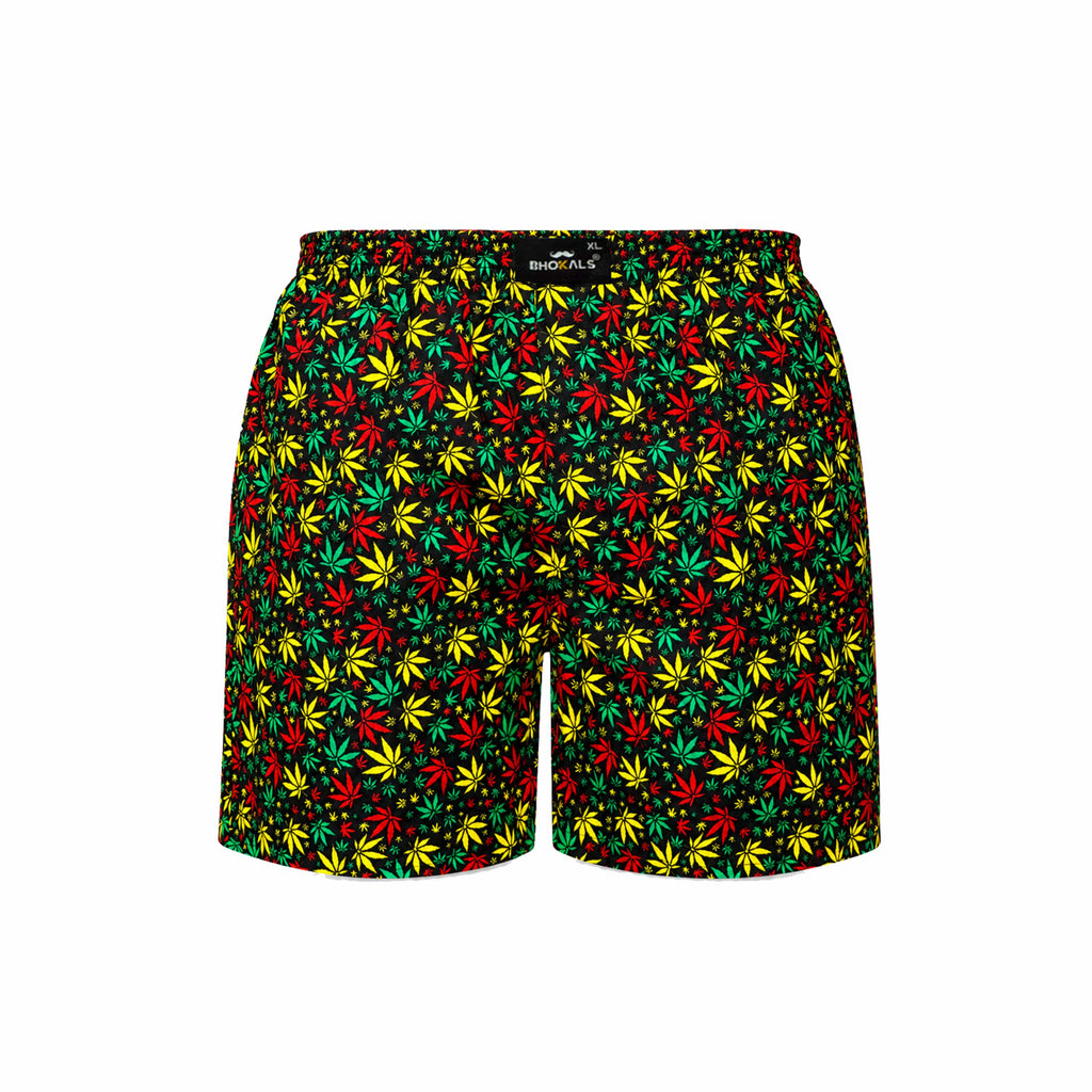 Black Flower Printed Cotton Boxer For Men