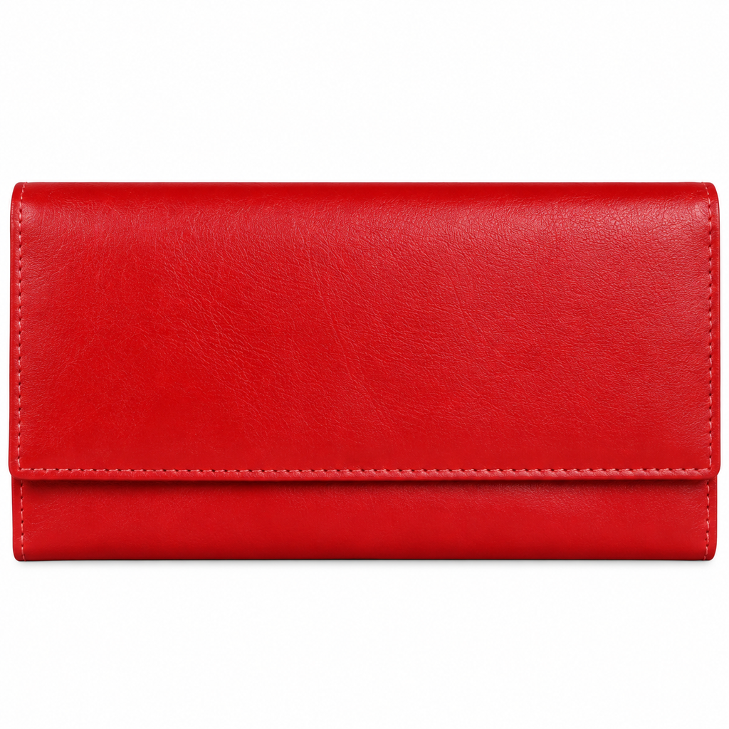 Leather Solid Red Women Wallet