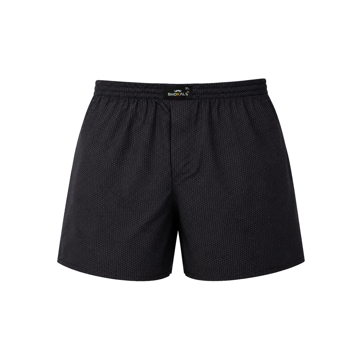 BLACK WHITE DOTTED PRINTED COTTON MEN BOXER