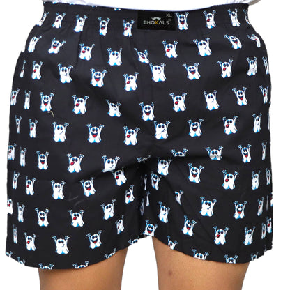 Black Ghost Cartoon Printed Cotton Boxer For Men