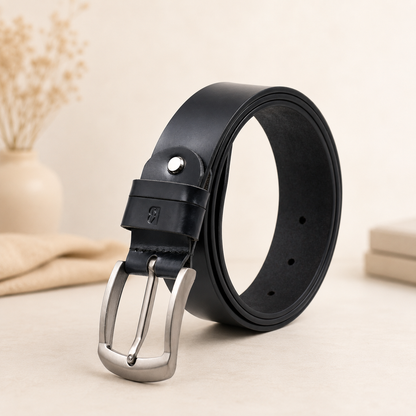 Bhokals Men Black Formal Leather Belt
