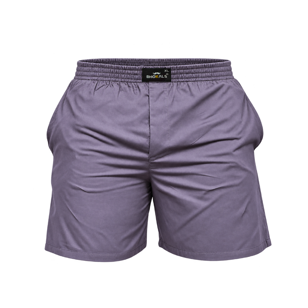 SOLID GREY PLAIN COTTON MEN BOXER