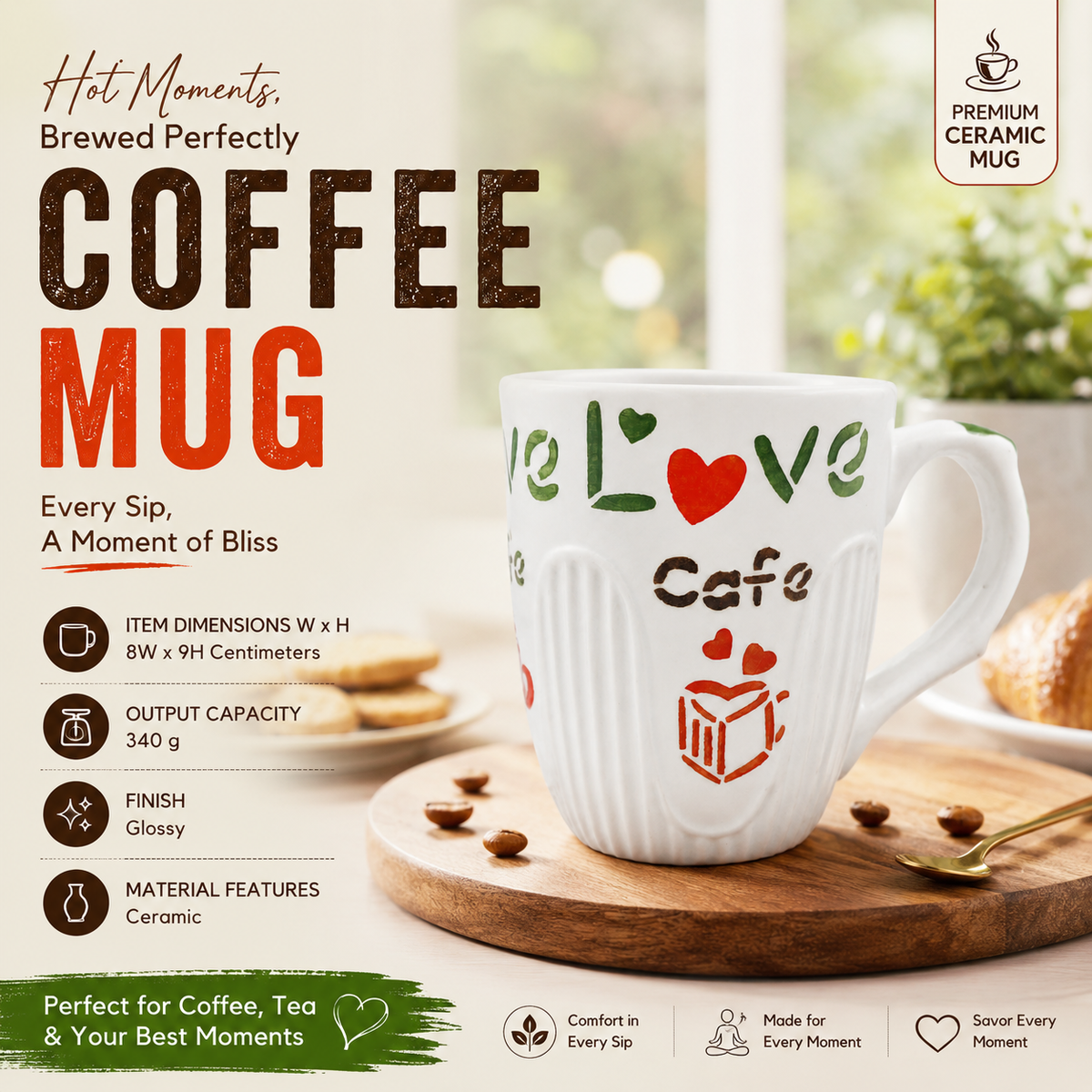 Bhokals Love Cafe Printed White Coffee Mug