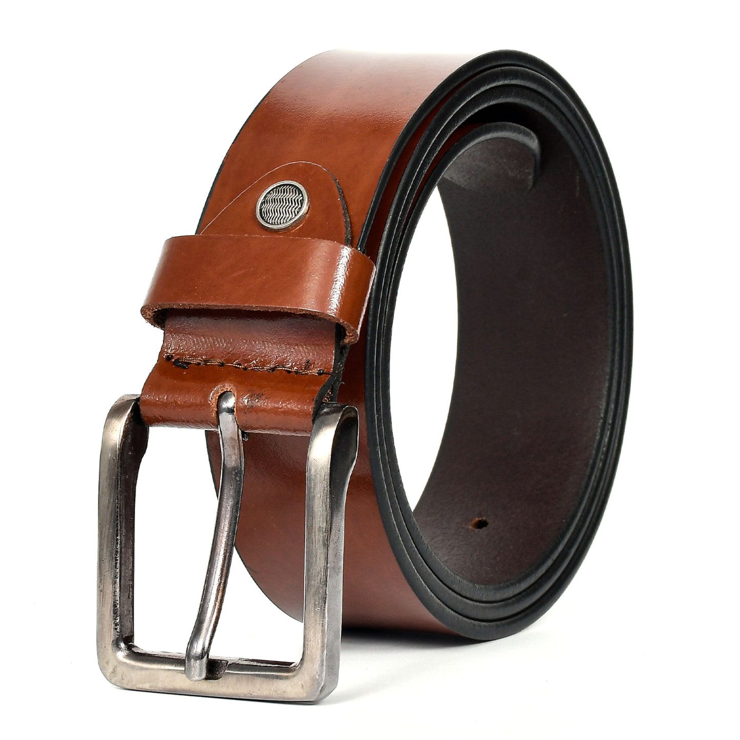Bhokals Men Tan Glossy Leather Belt