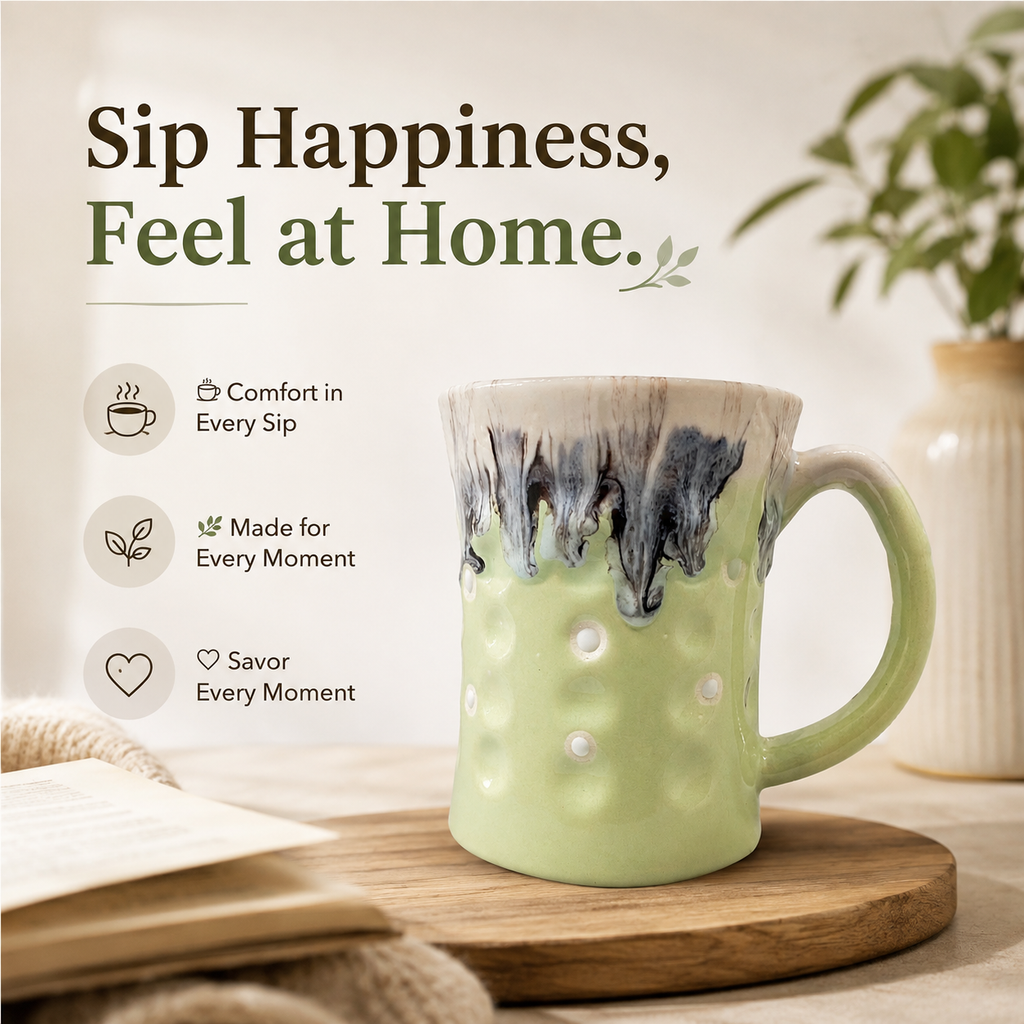 Bhokals Big Dots Light Green Round Coffee Mug