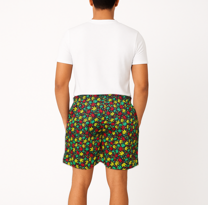 Black Flower Printed Cotton Boxer For Men