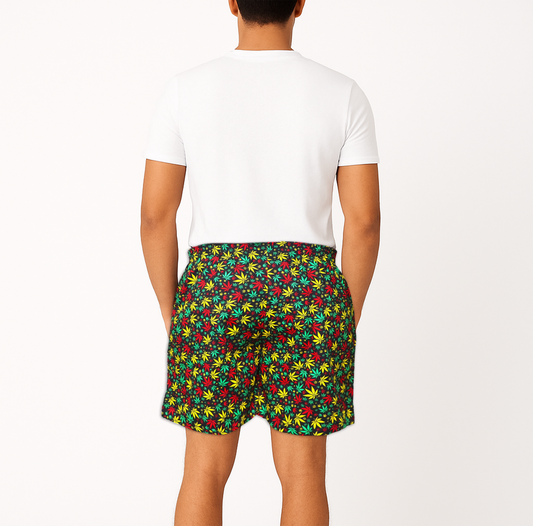 Black Flower Printed Cotton Boxer For Men