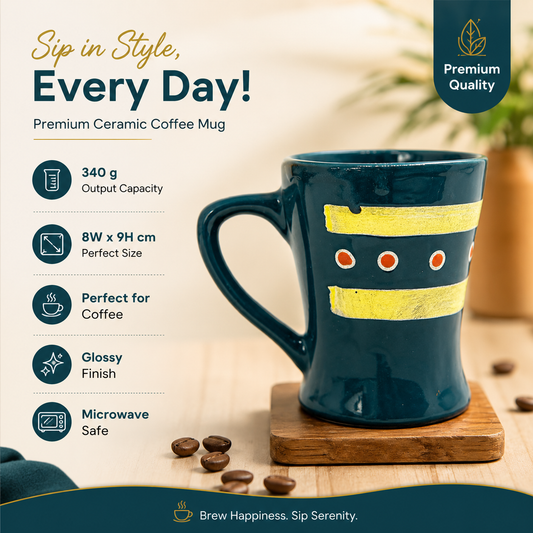Bhokals Ceramic Green Yellow Coffee Mug