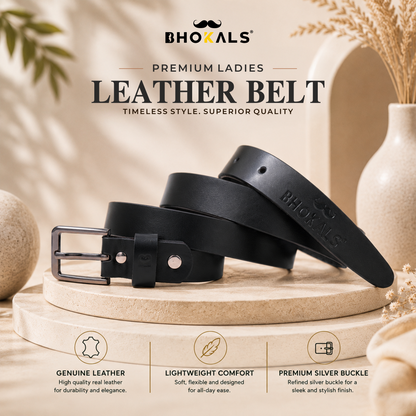 Bhokals Women Black Leather Belt