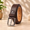 Bhokals Men Chocolate Brown Formal Leather Belt