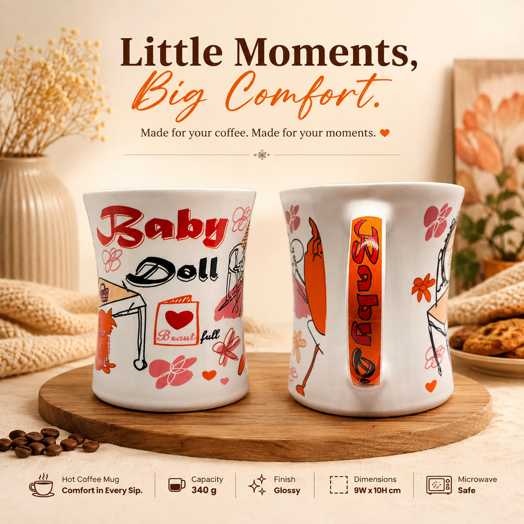 Bhokals Baby Doll Red Printed White Coffee Mug