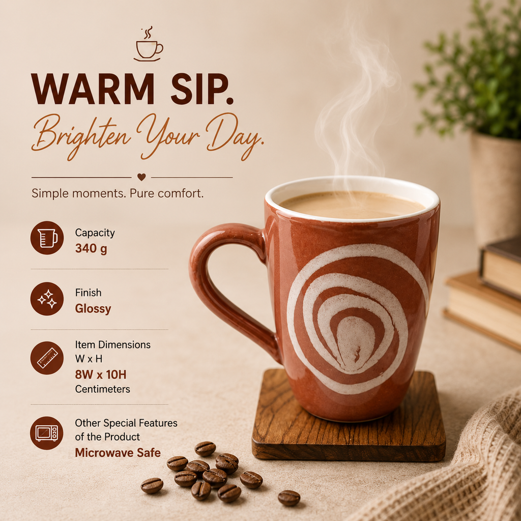 Bhokals Circle Printed Brown Coffee Mug