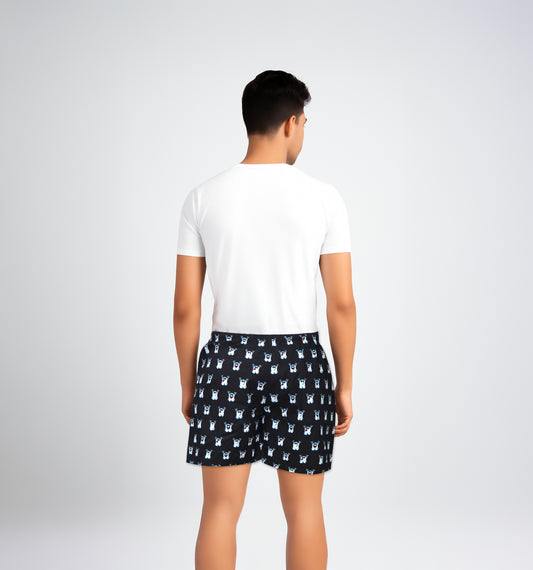 Black Ghost Cartoon Printed Cotton Boxer For Men