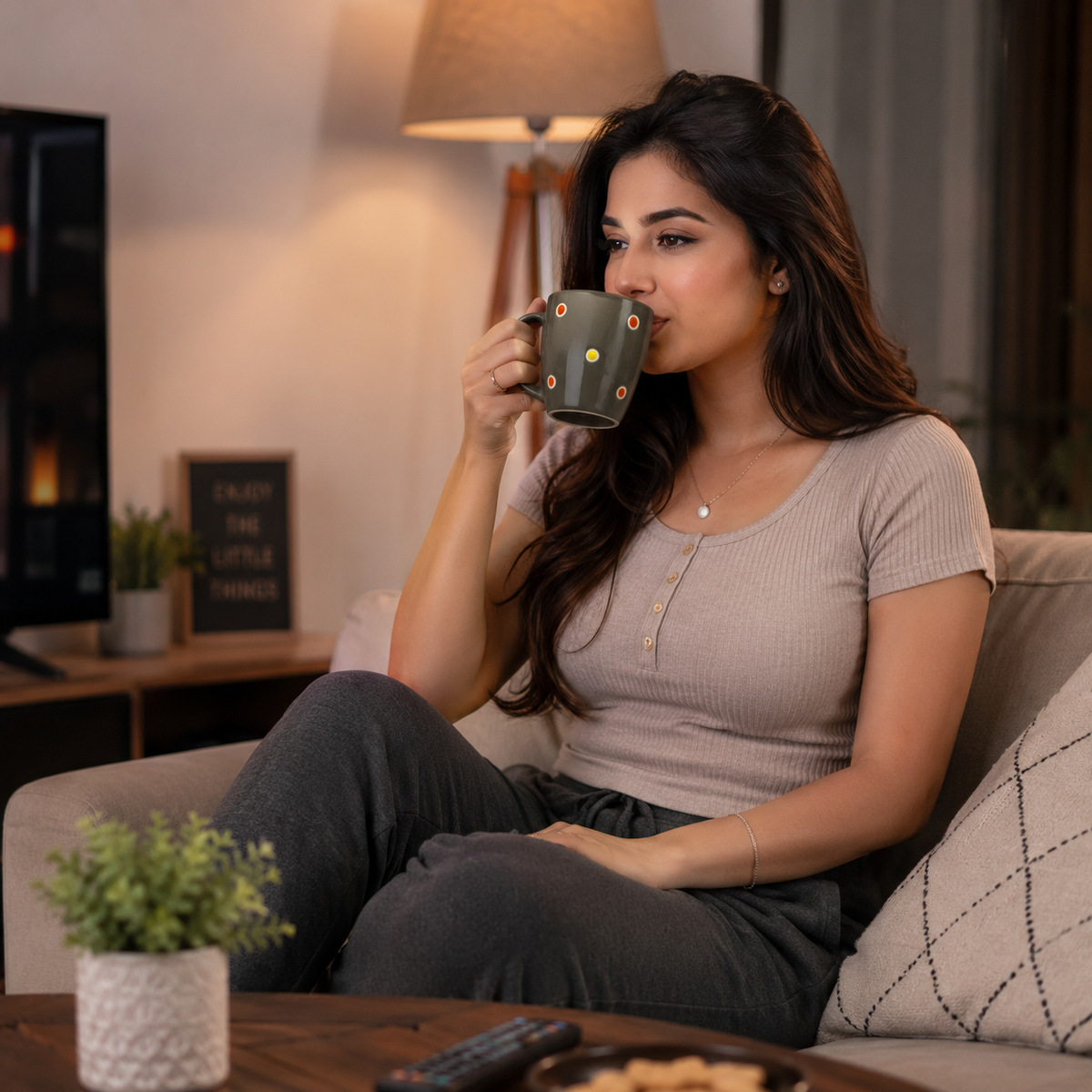 Bhokals Ceramic Grey Dotted Coffee Mug