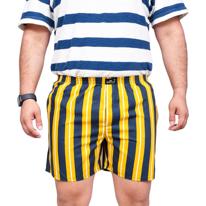YELLOW BLUE STRIP PRINTED MEN BOXER