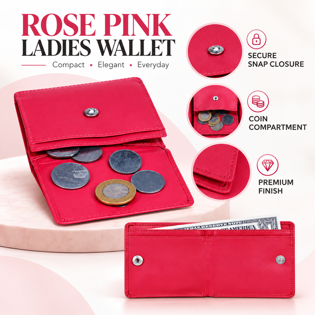 Leather Solid Pink Women Pocket Wallet