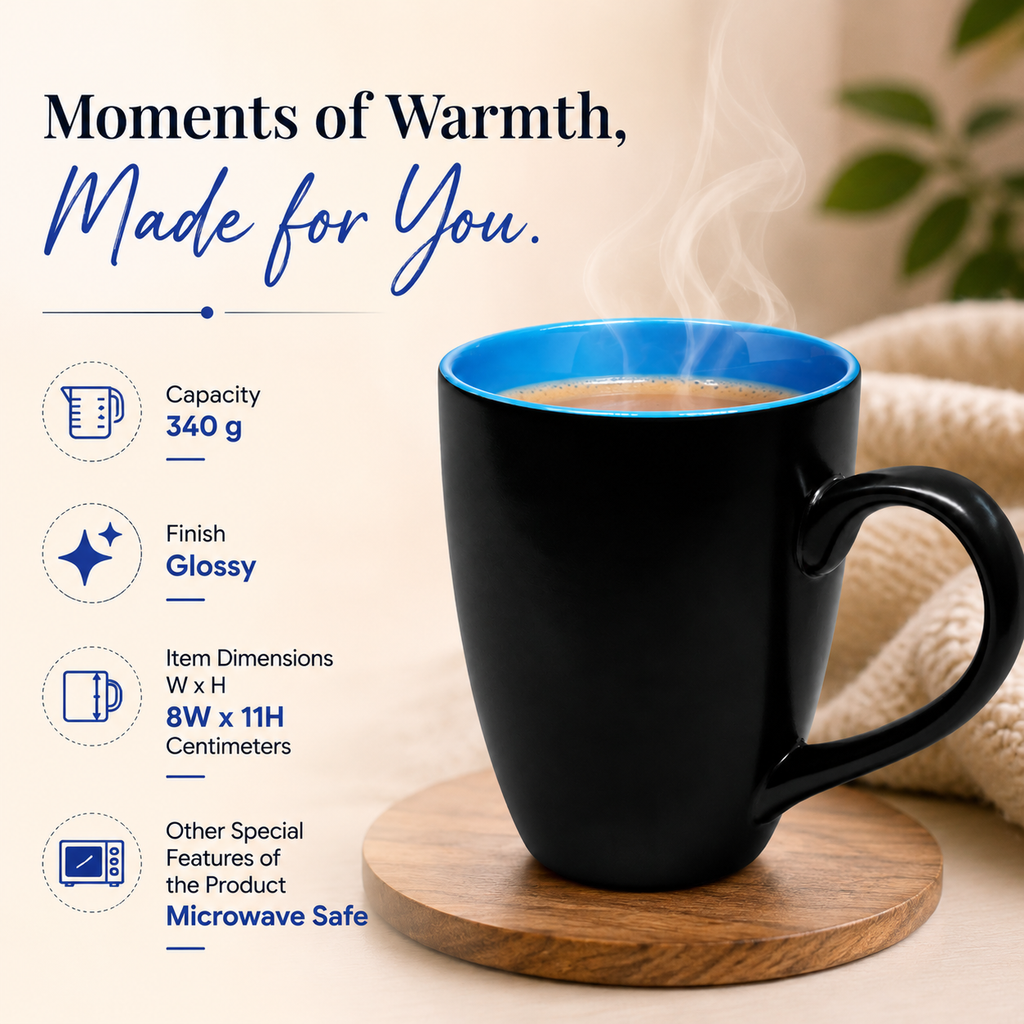 Bhokals Dual Print Sky Blue Solid Black Coffee Mug