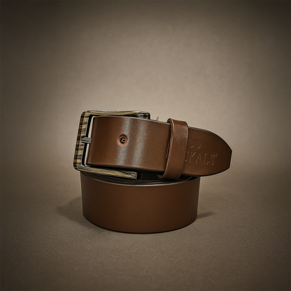 Bhokals Men Texture Brown Leather  Belt