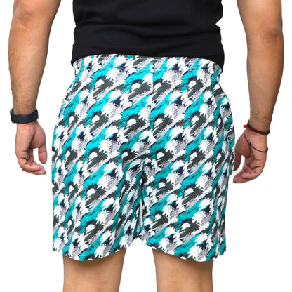 Green White Texture Printed Cotton Boxer For Men
