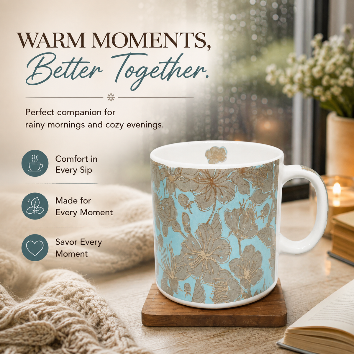 Bhokals Flower printed Blue White Coffee Mug