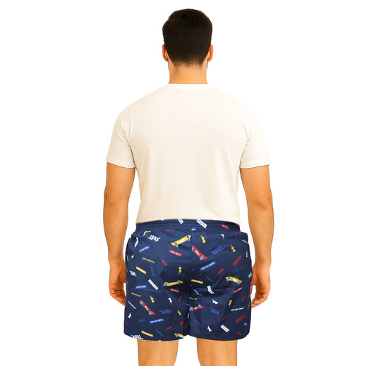 Navy Tour Printed Cotton Boxer For Men