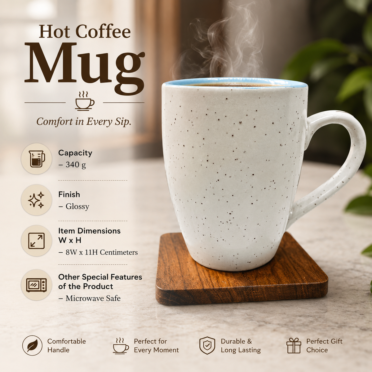 Bhokals Dots Print Sky Blue White Coffee Mug