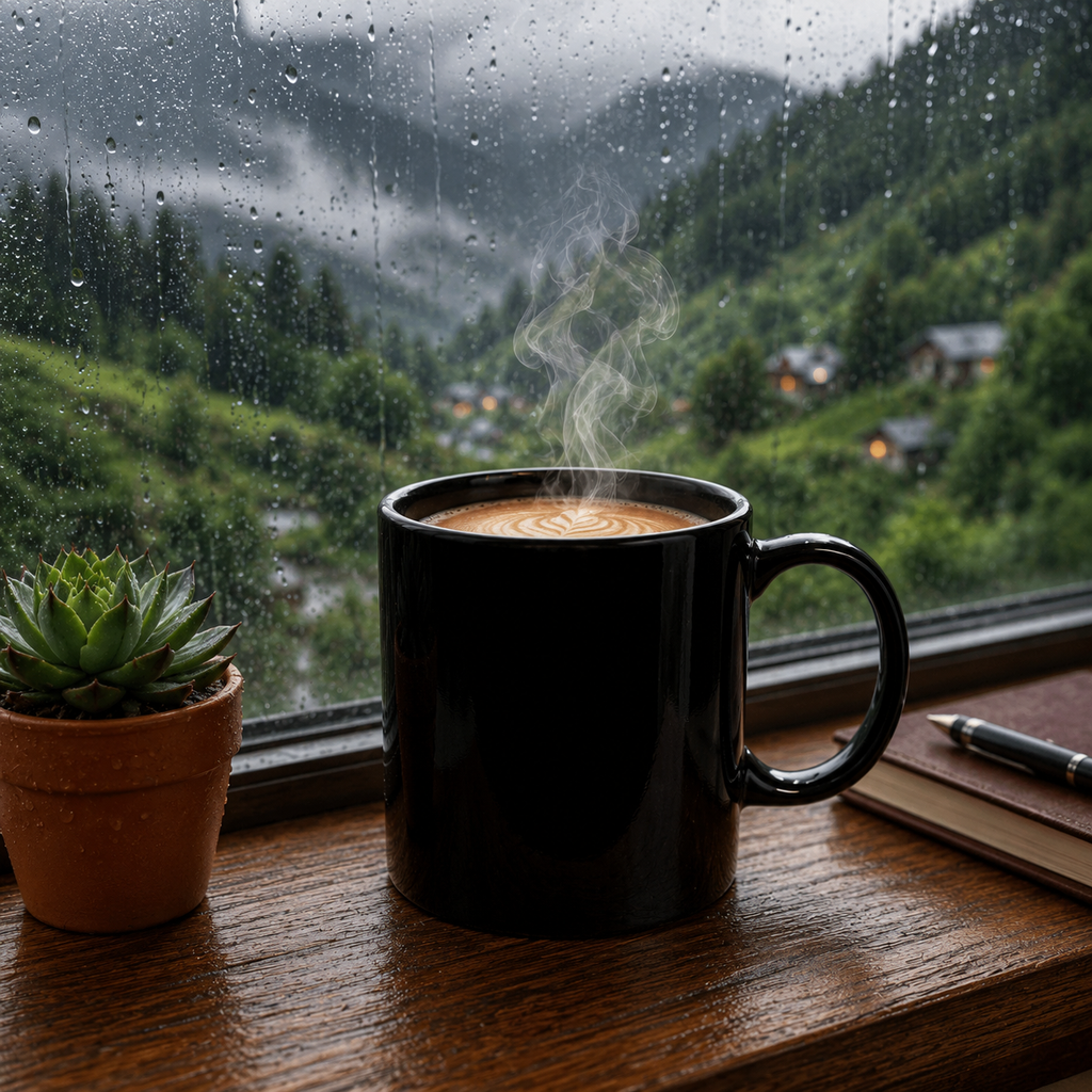 Bhokals Solid Black Round Coffee Mug