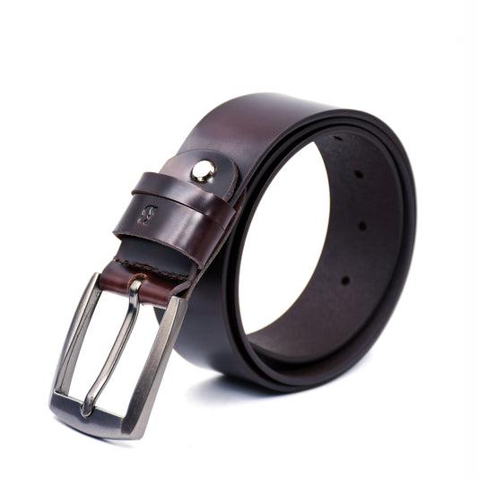 Bhokals Men Chocolate Brown Leather Belt