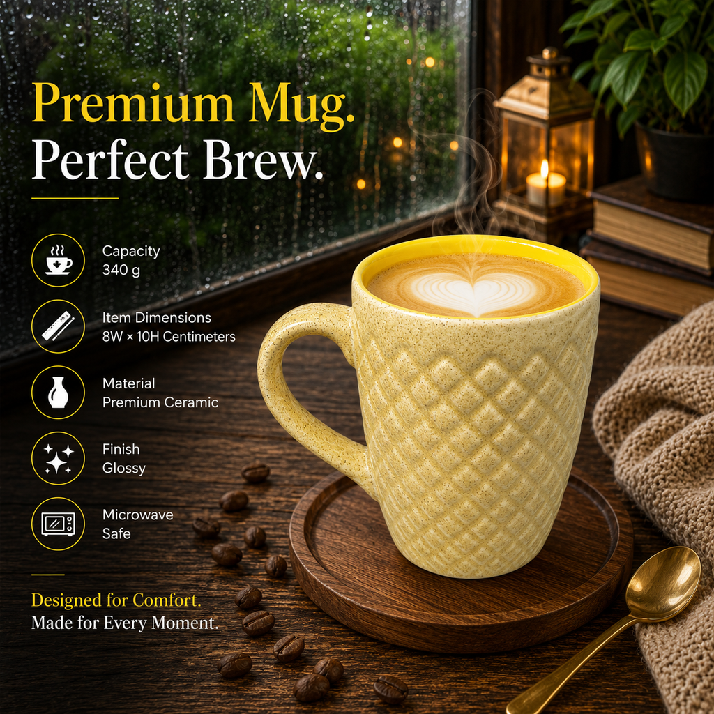 Bhokals Bone China Yellow Cream Coffee Mug