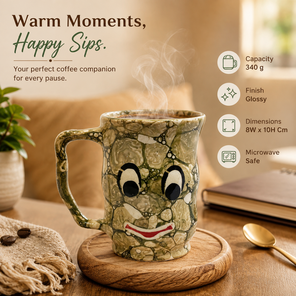 Bhokals Face Print Green Coffee Mug