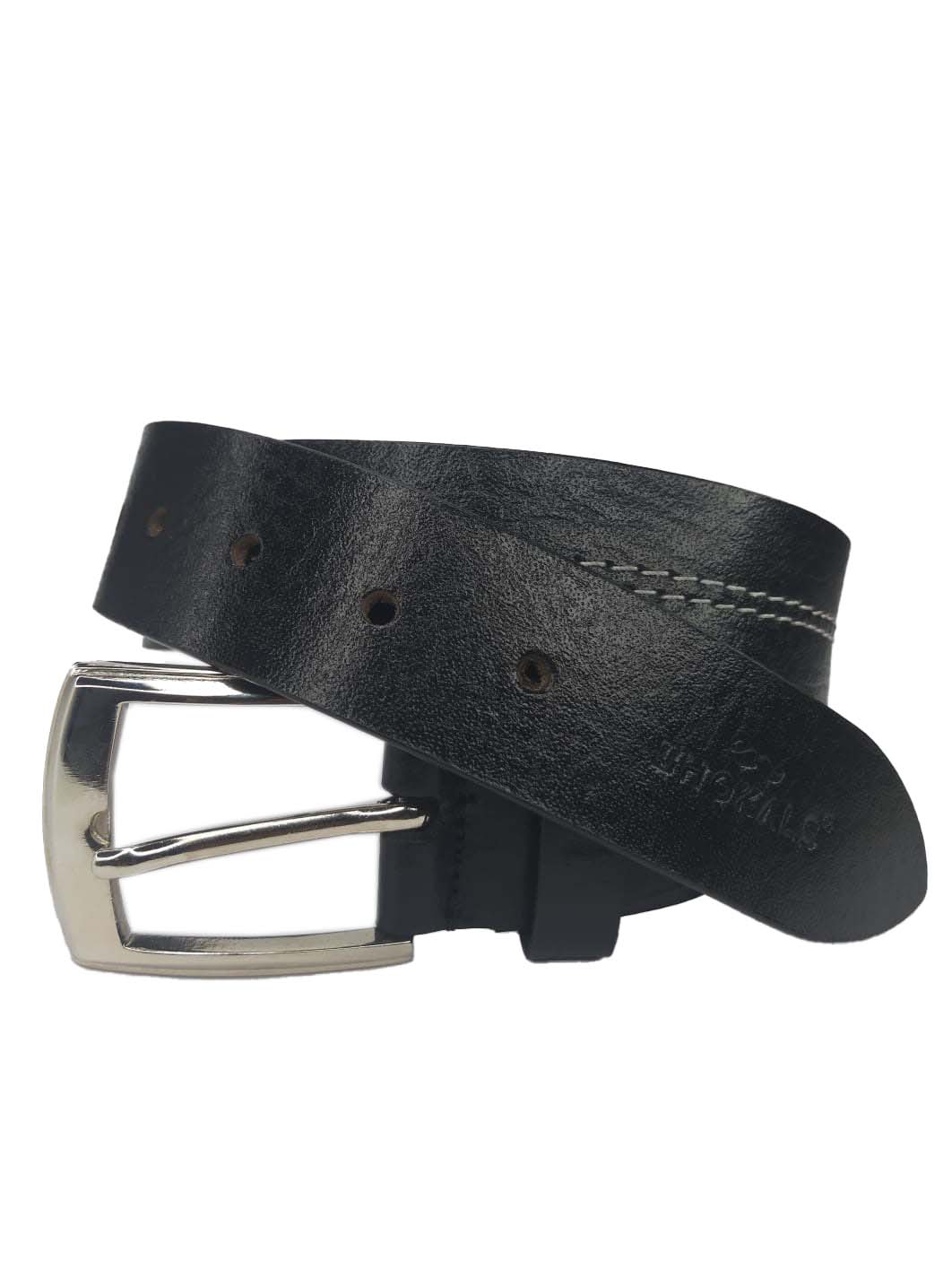 Men Black Middle Thread Leather Belt